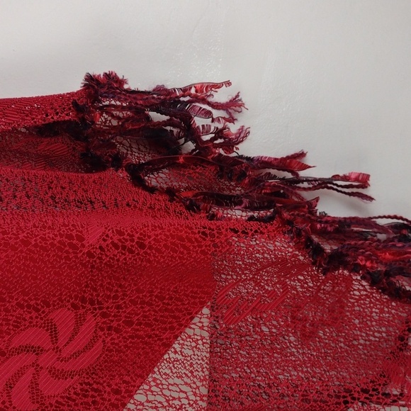 Not Your Mama's Pocncho Red Crocheted Killer Fring Super Cool Must Have Poncho! - Picture 6 of 10